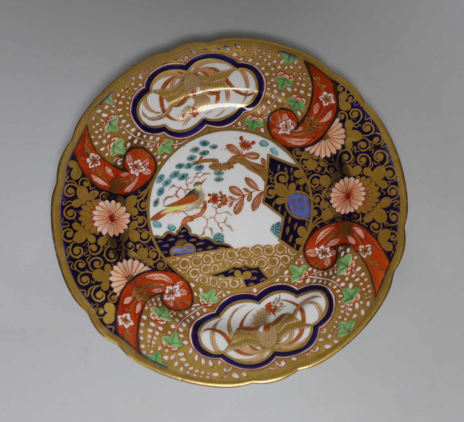 Three Worcester Flight and Barr and Barr chinoiserie plates